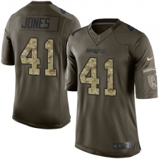 Men's Nike New England Patriots #41 Cyrus Jones Elite Green Salute to Service NFL Jersey