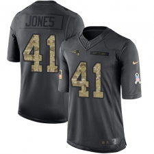 Men's Nike New England Patriots #41 Cyrus Jones Limited Black 2016 Salute to Service NFL Jersey
