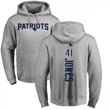 NFL Nike New England Patriots #41 Cyrus Jones Ash Backer Pullover Hoodie