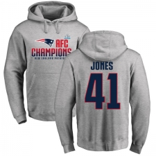Nike New England Patriots #41 Cyrus Jones Heather Gray 2017 AFC Champions Pullover Hoodie