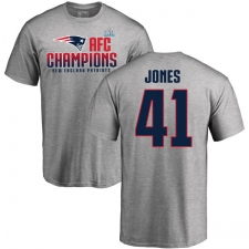 Nike New England Patriots #41 Cyrus Jones Heather Gray 2017 AFC Champions V-Neck T-Shirt