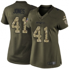 Women's Nike New England Patriots #41 Cyrus Jones Elite Green Salute to Service NFL Jersey