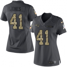 Women's Nike New England Patriots #41 Cyrus Jones Limited Black 2016 Salute to Service NFL Jersey