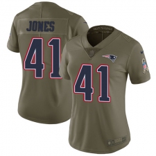 Women's Nike New England Patriots #41 Cyrus Jones Limited Olive 2017 Salute to Service NFL Jersey
