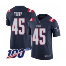Men's New England Patriots #45 Donald Trump Limited Navy Blue Rush Vapor Untouchable 100th Season Football Jersey