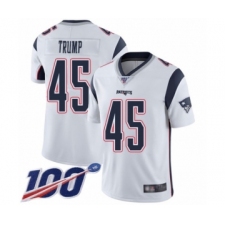 Men's New England Patriots #45 Donald Trump White Vapor Untouchable Limited Player 100th Season Football Jersey