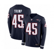 Men's Nike New England Patriots #45 Donald Trump Limited Navy Blue Therma Long Sleeve NFL Jersey