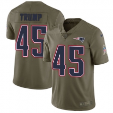 Men's Nike New England Patriots #45 Donald Trump Limited Olive 2017 Salute to Service NFL Jersey