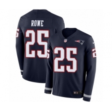 Men's Nike New England Patriots #25 Eric Rowe Limited Navy Blue Therma Long Sleeve NFL Jersey