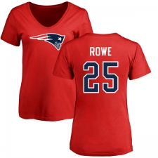 NFL Women's Nike New England Patriots #25 Eric Rowe Red Name & Number Logo Slim Fit T-Shirt