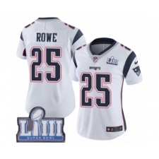 Women's Nike New England Patriots #25 Eric Rowe White Vapor Untouchable Limited Player Super Bowl LIII Bound NFL Jersey