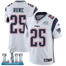 Youth Nike New England Patriots #25 Eric Rowe White Vapor Untouchable Limited Player Super Bowl LII NFL Jersey