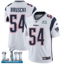 Men's Nike New England Patriots #54 Tedy Bruschi White Vapor Untouchable Limited Player Super Bowl LII NFL Jersey