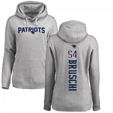 NFL Women's Nike New England Patriots #54 Tedy Bruschi Ash Backer Pullover Hoodie