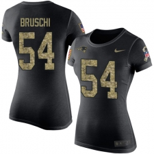 Women's Nike New England Patriots #54 Tedy Bruschi Black Camo Salute to Service T-Shirt