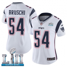 Women's Nike New England Patriots #54 Tedy Bruschi White Vapor Untouchable Limited Player Super Bowl LII NFL Jersey