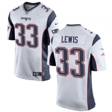 Men's Nike New England Patriots #33 Dion Lewis Game White NFL Jersey