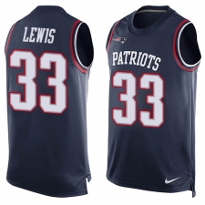 Men's Nike New England Patriots #33 Dion Lewis Limited Navy Blue Player Name & Number Tank Top NFL Jersey