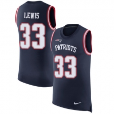 Men's Nike New England Patriots #33 Dion Lewis Limited Navy Blue Rush Player Name & Number Tank Top NFL Jersey