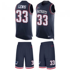 Men's Nike New England Patriots #33 Dion Lewis Limited Navy Blue Tank Top Suit NFL Jersey