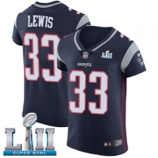 Men's Nike New England Patriots #33 Dion Lewis Navy Blue Team Color Vapor Untouchable Elite Player Super Bowl LII NFL Jersey