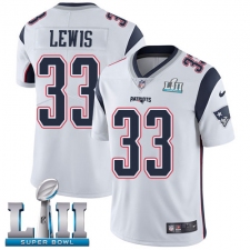 Men's Nike New England Patriots #33 Dion Lewis White Vapor Untouchable Limited Player Super Bowl LII NFL Jersey