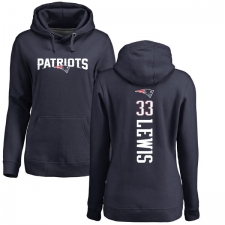 NFL Women's Nike New England Patriots #33 Dion Lewis Navy Blue Backer Pullover Hoodie