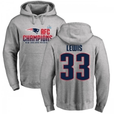 Nike New England Patriots #33 Dion Lewis Heather Gray 2017 AFC Champions Pullover Hoodie