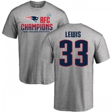 Nike New England Patriots #33 Dion Lewis Heather Gray 2017 AFC Champions V-Neck T-Shirt