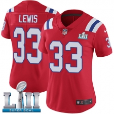 Women's Nike New England Patriots #33 Dion Lewis Red Alternate Vapor Untouchable Limited Player Super Bowl LII NFL Jersey