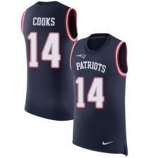 Men's Nike New England Patriots #14 Brandin Cooks Limited Navy Blue Rush Player Name & Number Tank Top NFL Jersey