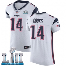 Men's Nike New England Patriots #14 Brandin Cooks White Vapor Untouchable Elite Player Super Bowl LII NFL Jersey