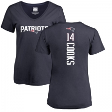 NFL Women's Nike New England Patriots #14 Brandin Cooks Navy Blue Backer T-Shirt