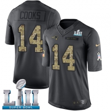 Youth Nike New England Patriots #14 Brandin Cooks Limited Black 2016 Salute to Service Super Bowl LII NFL Jersey
