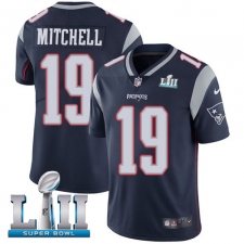 Men's Nike New England Patriots #19 Malcolm Mitchell Navy Blue Team Color Vapor Untouchable Limited Player Super Bowl LII NFL Jersey