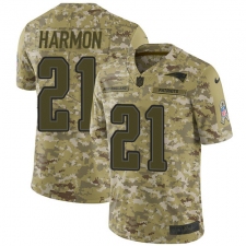 Men's Nike New England Patriots #21 Duron Harmon Limited Camo 2018 Salute to Service NFL Jersey