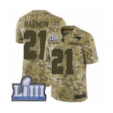 Men's Nike New England Patriots #21 Duron Harmon Limited Camo 2018 Salute to Service Super Bowl LIII Bound NFL Jersey