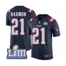 Men's Nike New England Patriots #21 Duron Harmon Limited Navy Blue Rush Vapor Untouchable Super Bowl LIII Bound NFL Jersey