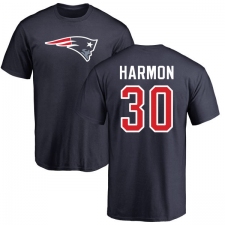 NFL Nike New England Patriots #30 Duron Harmon Navy Blue Name & Number Logo T-Shirt