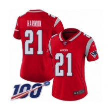 Women's New England Patriots #21 Duron Harmon Limited Red Inverted Legend 100th Season Football Jersey