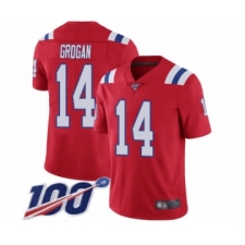 Men's New England Patriots #14 Steve Grogan Red Alternate Vapor Untouchable Limited Player 100th Season Football Jersey