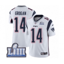 Men's Nike New England Patriots #14 Steve Grogan White Vapor Untouchable Limited Player Super Bowl LIII Bound NFL Jersey