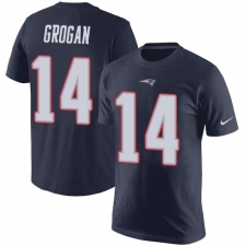 Nike New England Patriots #14 Steve Grogan Navy Blue Rush Pride Name & Number T-Shirt