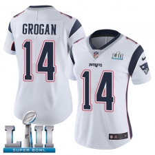 Women's Nike New England Patriots #14 Steve Grogan White Vapor Untouchable Limited Player Super Bowl LII NFL Jersey