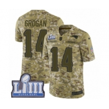 Youth Nike New England Patriots #14 Steve Grogan Limited Camo 2018 Salute to Service Super Bowl LIII Bound NFL Jersey