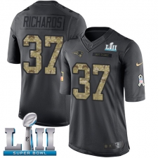 Men's Nike New England Patriots #37 Jordan Richards Limited Black 2016 Salute to Service Super Bowl LII NFL Jersey