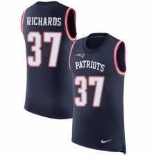 Men's Nike New England Patriots #37 Jordan Richards Limited Navy Blue Rush Player Name & Number Tank Top NFL Jersey