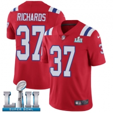Men's Nike New England Patriots #37 Jordan Richards Red Alternate Vapor Untouchable Limited Player Super Bowl LII NFL Jersey