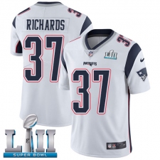 Men's Nike New England Patriots #37 Jordan Richards White Vapor Untouchable Limited Player Super Bowl LII NFL Jersey
