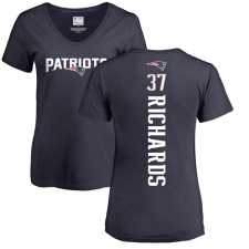 NFL Women's Nike New England Patriots #37 Jordan Richards Navy Blue Backer T-Shirt
